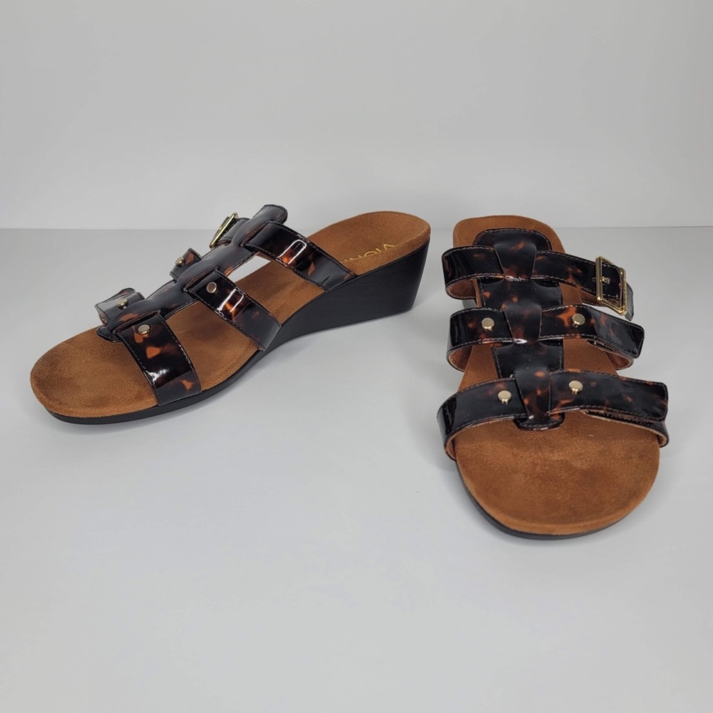 Vionic Radia Tortoiseshell Wedge Sandals Sz. 9